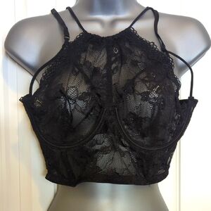 Tobi Black Lace Balconette Bra with Underwire Support